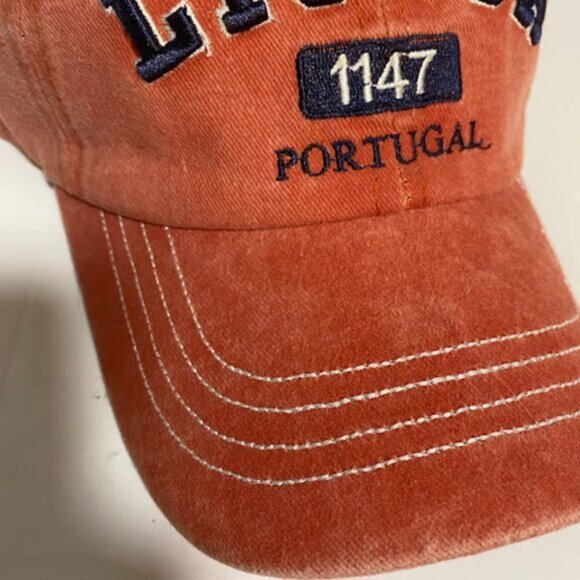 Portugal Lisboa Souvenir Distressed Orange Baseball Cap One Size NWT - Picture 10 of 11